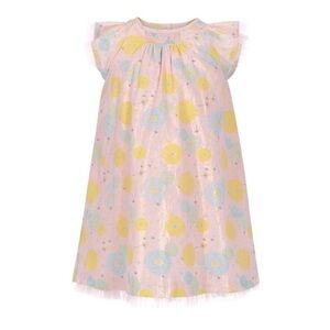 EUC LeBig Blossom Metallic Gold Dress Size 5/6